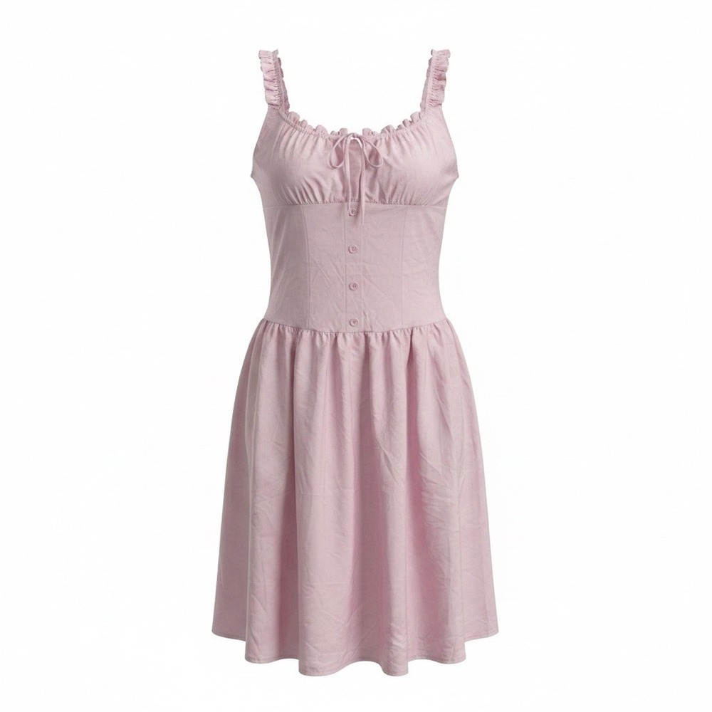 Floral Daisy Sweetheart Babydoll Dress Size S Pink Milkmaid Cottagecore Coquette
